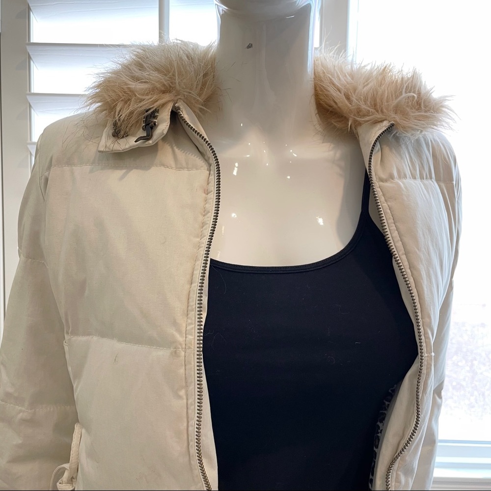 SOLD❤️ Express Size 8 Beige Puffer Fur Coat - Picture 2 of 13